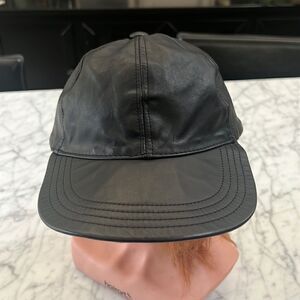 90’s Hip-Hop GENUINE LEATHER HAT CAP BLACK ONE SIZE FITS MOST